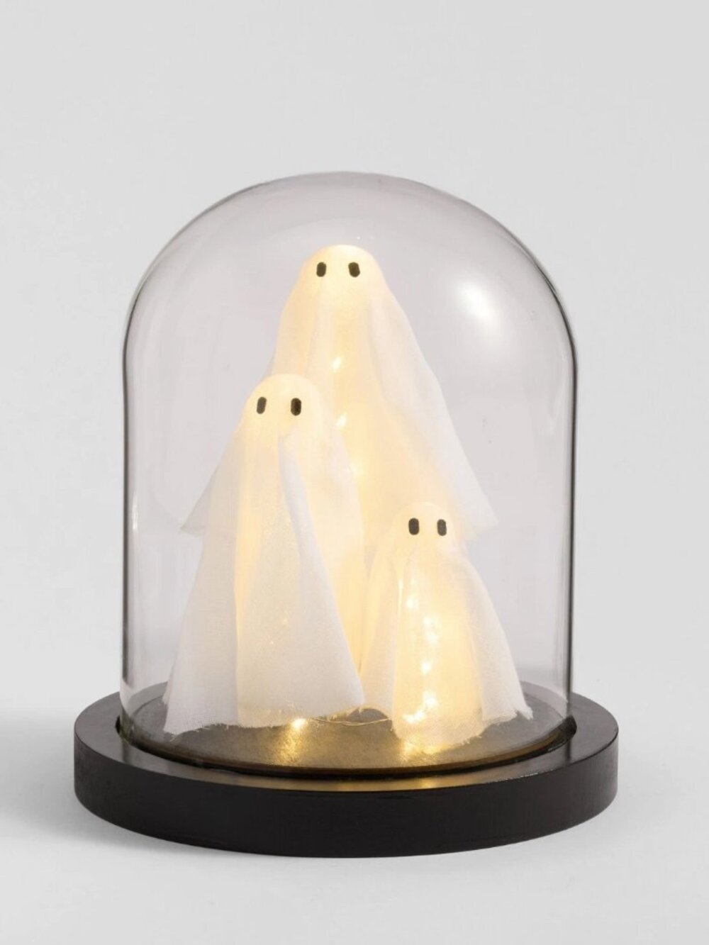 NEW Pottery Barn Lit Ghost Cloche Trio Halloween Decoration 8.5" x 10"